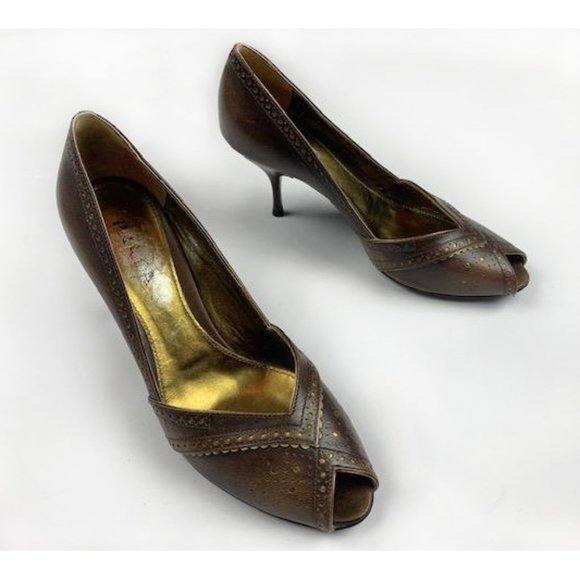 Vintage Prada Leather Peep Toe Heels 38.5 - Picture 4 of 11